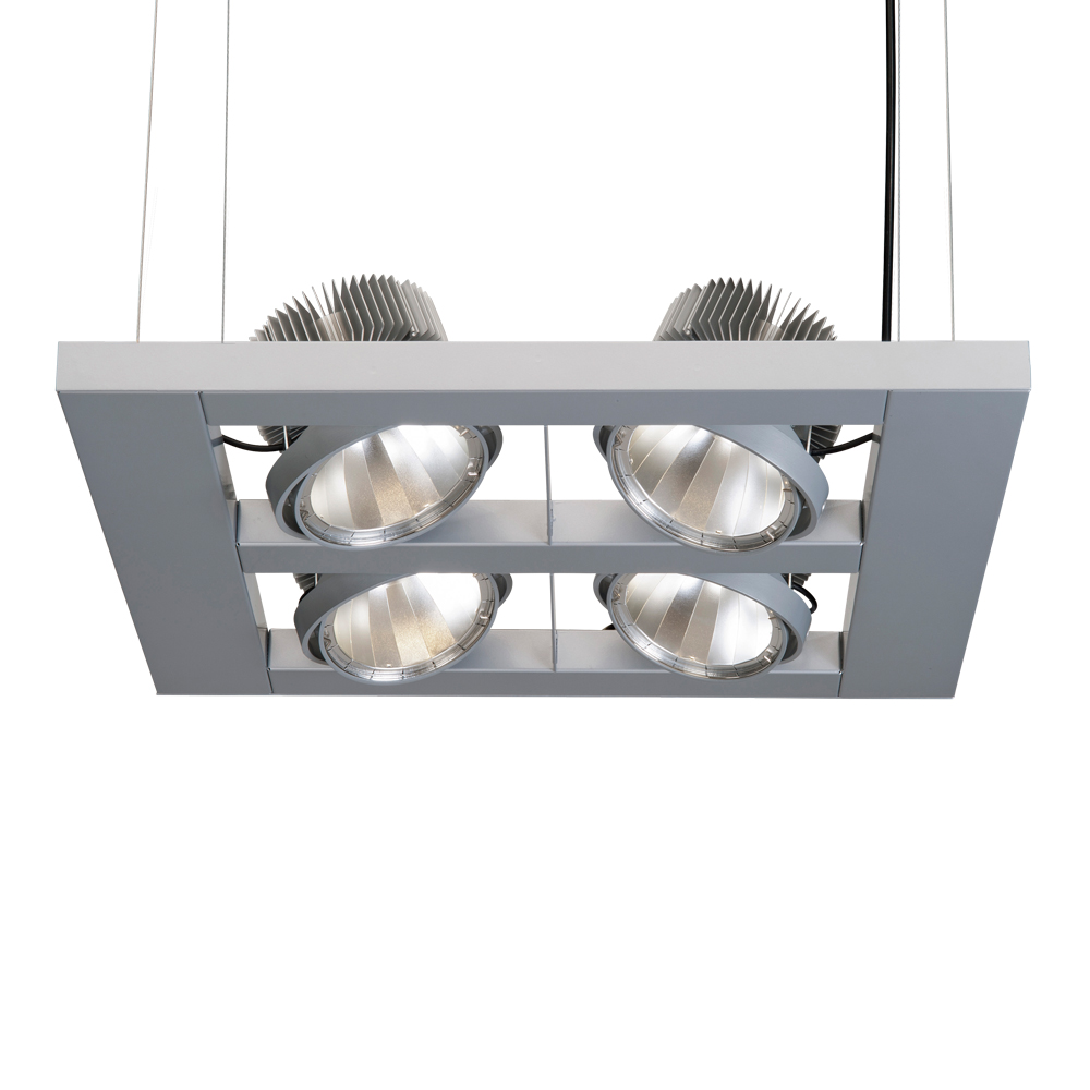 LED-Pendelleuchte-CARDANO-S4Q-Aluminium-Silber-LECAR LED-Pendelleuchte-zur-energieeffizienten-Shopbeleuchtung-CARDANO-S4Q-Aluminium-Silber-LECAR